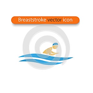 Vector symbol of a breaststroke swimmer. Swimming pool icon.