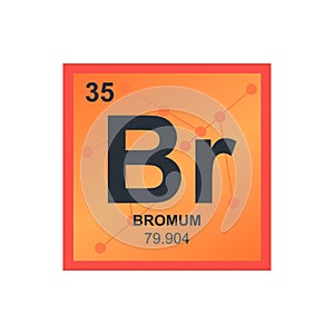 Vector symbol of bromine on the background from connected molecules