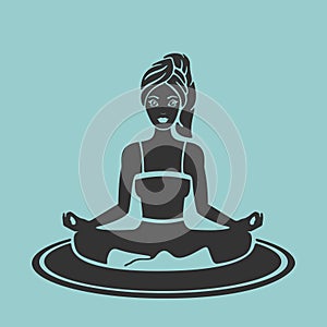 Vector Symbol Girl Yoga lotus pose