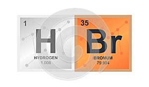 Vector symbol of hydrobromic acid or hydrogen bromide which consists of hydrogen and bromine