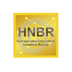 Vector symbol of Hydrogenated Acrylonitrile Butadiene Rubber HNBR polymer on the background from connected macromolecules