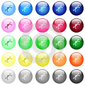 Vector symbol icons in color glossy buttons