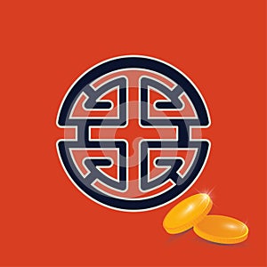 Vector symbol illustration: chinese character Lu meaning prosperity and stability, Double Happiness.