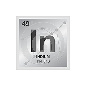 Vector symbol of indium on the background from connected molecules