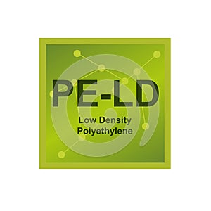 Vector symbol of low density polyethylene â€“ LDPE or PE-LD polymer on the background from connected macromolecules