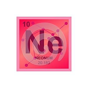 Vector symbol of Neon on the background from connected molecules