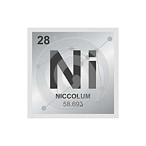 Vector symbol of nickel on the background from connected molecules