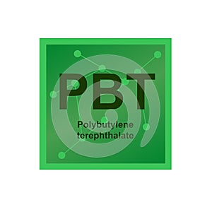 Vector symbol of Polybutylene terephthalate PBT polymer on the background from connected macromolecules