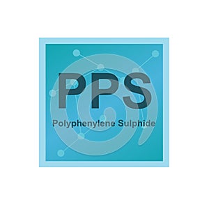 Vector symbol of Polyphenylene Sulphide PPS polymer on the background from connected macromolecules