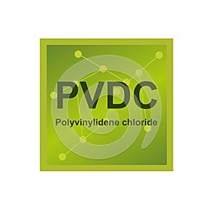 Vector symbol of polyvinylidene chloride â€“ PVDC polymer on the background from connected macromolecules