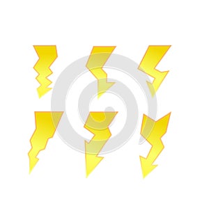 Vector symbol set of thunder lighting icons