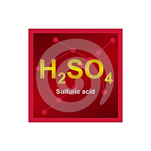 Vector symbol of Sulfuric acid H2SO4 on the background from connected molecules