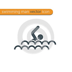 Vector symbol of a swimmer. Swimming pool icon.
