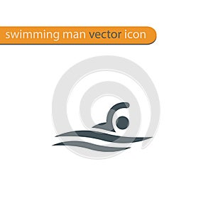 Vector symbol of a swimmer. Swimming pool icon.