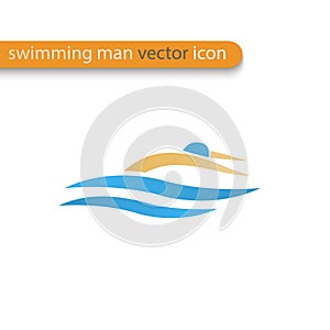 Vector symbol of a swimmer. Swimming pool icon.