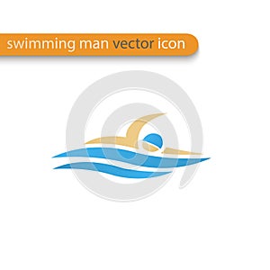 Vector symbol of a swimmer. Swimming pool icon.