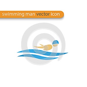 Vector symbol of a swimmer. Swimming pool icon.