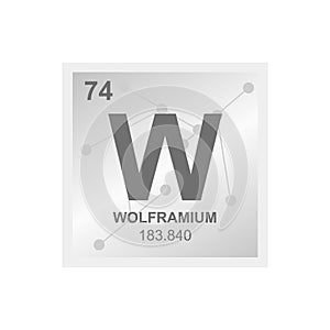 Vector symbol of tungsten on the background from connected molecules