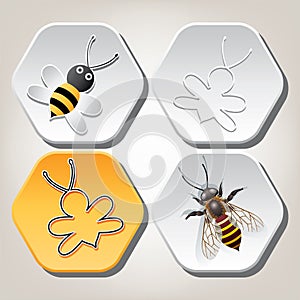 vector symbols of bee on honeycell