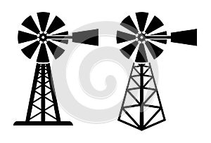 Vector symbols of rural windpump