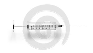 Vector syringe with hypodermic needle isolated on white background