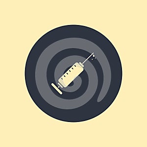 Vector Syringe Icon. vector symbol in flat icon on round background