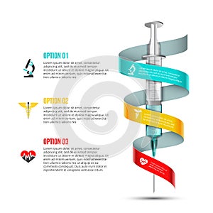 Vector syringe infographic. Medical and healthcare template