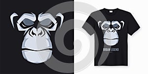 Vector t-shirt and apparel design, print, poster with styled fac