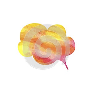 Vector Talk Bubble Cloud, Watercolor Texture, Isolated on White Background Design Element.