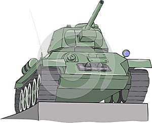 Vector. Tank T- 34 on the pedestal.