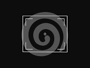 Vector target aim, focus icon, camera zoom frame or photo viewfinder screen line symbol.