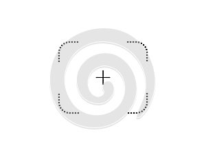 Vector target aim, focusing target screen, camera frame or photo viewfinder screen line symbol.