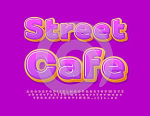 Vector tasty Banner Street Cafe. Sweet Cake Font. modern creative Alphabet Letters and Numbers