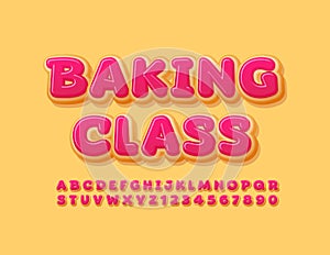 Vector tasty logo Baking Class. Donut Alphabet set