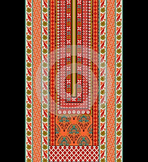 Vector tatreez ornament, traditional Palestinian embroidery pattern. new fashion beautiful ethnic neckline embroidery pattern for