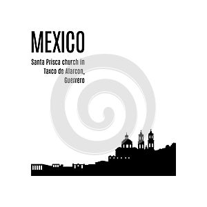 Vector Taxco City skyline black silhouette. Mexico landmark