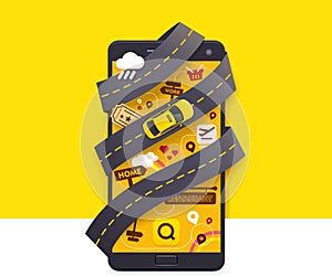 Vector taxi mobile app icon