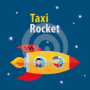 Vector taxi rocket illustration