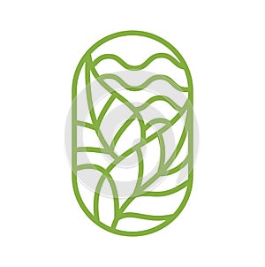 Vector Tea Leaves and waves for Farm Product Label Eco Logo Organic plant design. Round emblem linear style. Vintage