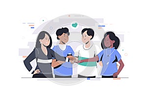 Vector team solidarity concept illustration. Collaboration, business teamwork.