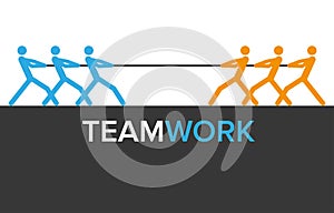 Vector teamwork graphics with two teams