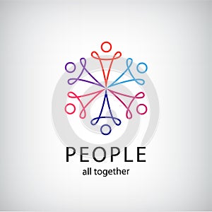 Vector teamwork, social net, people together icon