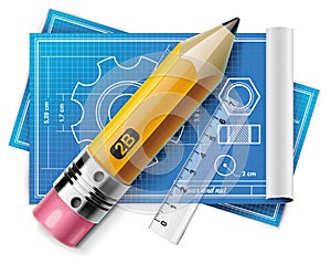 Vector technical drawing XXL icon photo