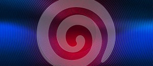 Vector Technological Concentric Circles in Red and Blue Gradient Background Banner