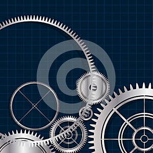 Vector technological modern gears background, in grid background
