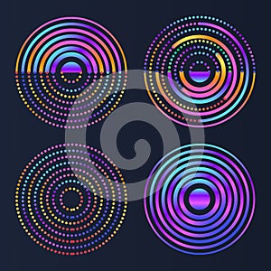Vector technology background. Abstract stream information with circles array and binary code. Filtering machine algorithms. Modern