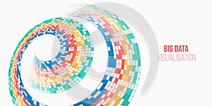Vector technology background. Big data visualization. Abstract stream information with circles array and binary code. Information