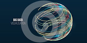 Vector technology background. Big data visualization. Abstract stream information with circles array and binary code. Information
