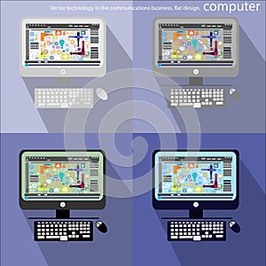 Vector technology in the communications business with Icons, computer, the flat design