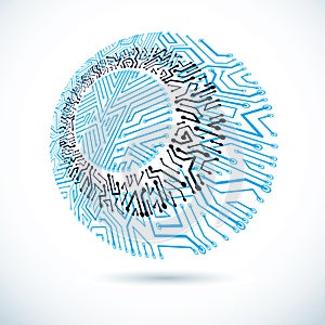 Vector technology cpu design with circular microprocessor scheme. Computer circuit board